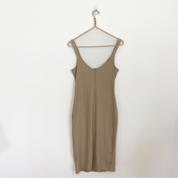 Urban Outfitters Medium Cream Beige Ribbed Knit Midi‎ Dress Button Down - Picture 6 of 11
